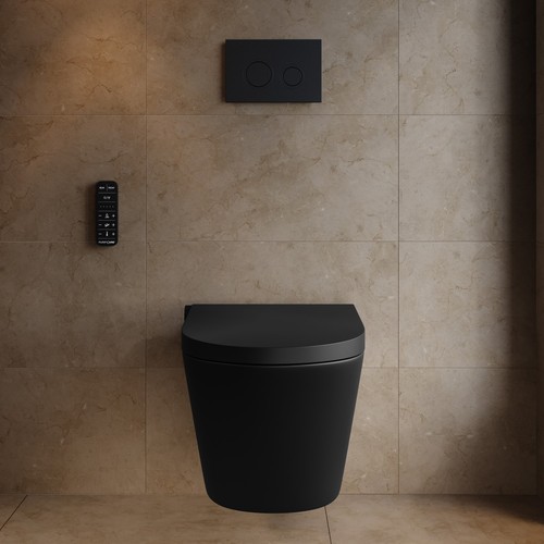 Matt black wall hung - black, smart
